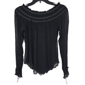 Kimchi Blue Crinkle Crochet Frilly Victorian Sheer Whimsigoth Top Sz S Romantic